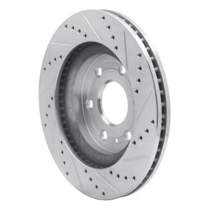 Buick Enclave Brake Rotor (1) - Front Left - R1 Concepts - Drilled & Slotted - Silver - `07-`17